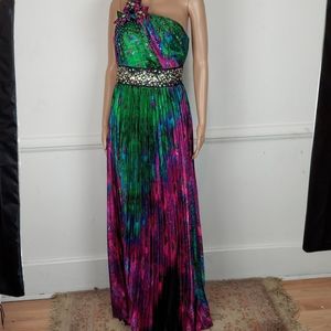 Elegant One Shoulder Multicolor Dress